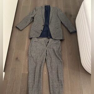 J. Crew Gray Glen Plaid Two-Piece Suit with Navy Lining